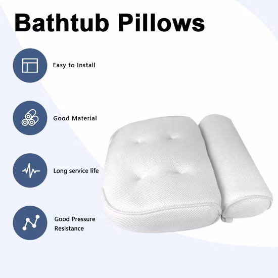 Oreiller de bain SPA confortable blanc de silicone de vente chaude