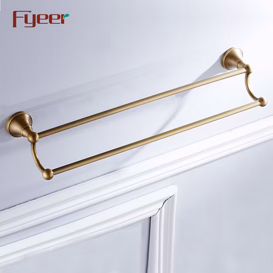 Accessoire de salle de bain Fyeer Porte-serviettes double en laiton antique
